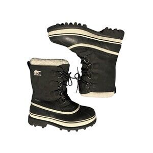 Sorel Women’s Caribou Waterproof Snow Boots In Black Stone Size 8 MSRP $225
